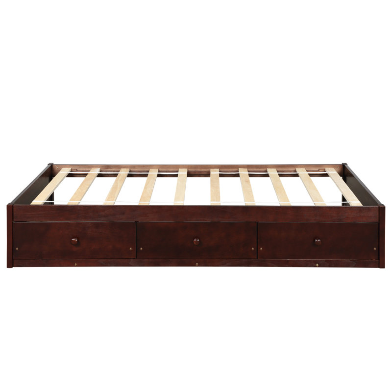 Twin Size Platform Storage Bed With 3 Drawers, Cherry