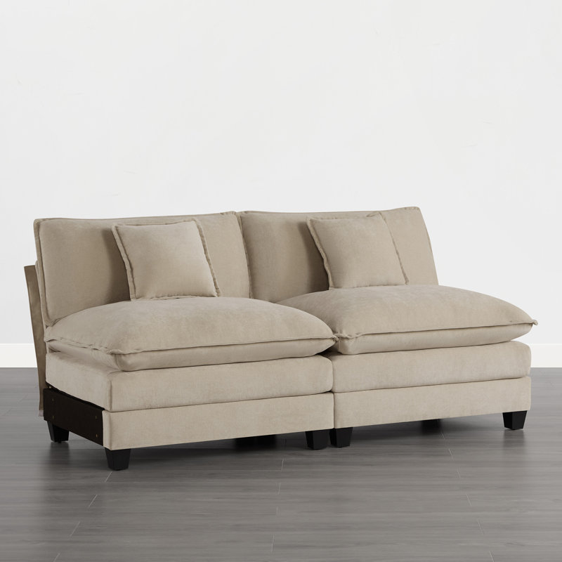 Canapé modulaire sans accoudoirs avec coussins profonds Stovall, Kaki