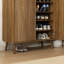 Armoire de rangement moderne à 5 paires de chaussures à 5 niveaux avec tablettes réglables - Conception cannelée texturée, résistante à l'humidité pour le vestibule et la salle de bain-2117476358
