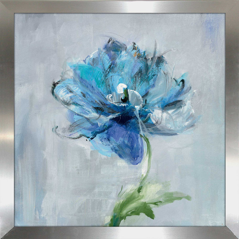 Floral Bloom II v2 - reproduction sur toile, H 37,5 po x l 37,5 po x P 1 po, Encadrement argenté