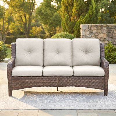 Carolina 72'' Wide Outdoor Wicker Patio Sofa with Cushions