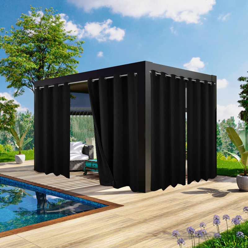 Ormes Outdoor Blackout Curtain Single Panel, Black, 52cm Width x 94cm Drop
