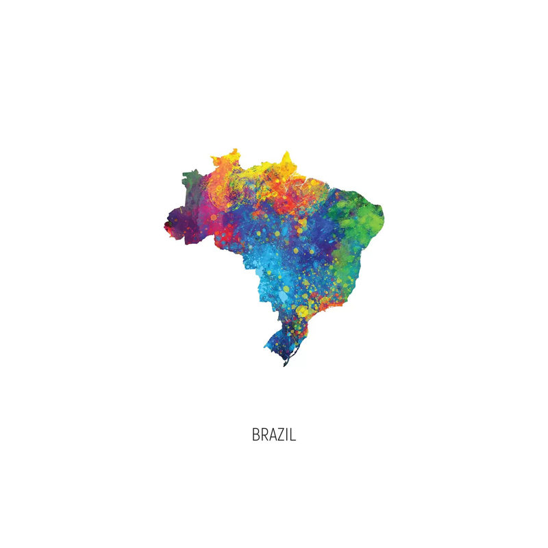 Carte du Brésil par Michael Tompsett, impression sur toile tendue, H 26 po x l 18 po x P 1,5 po