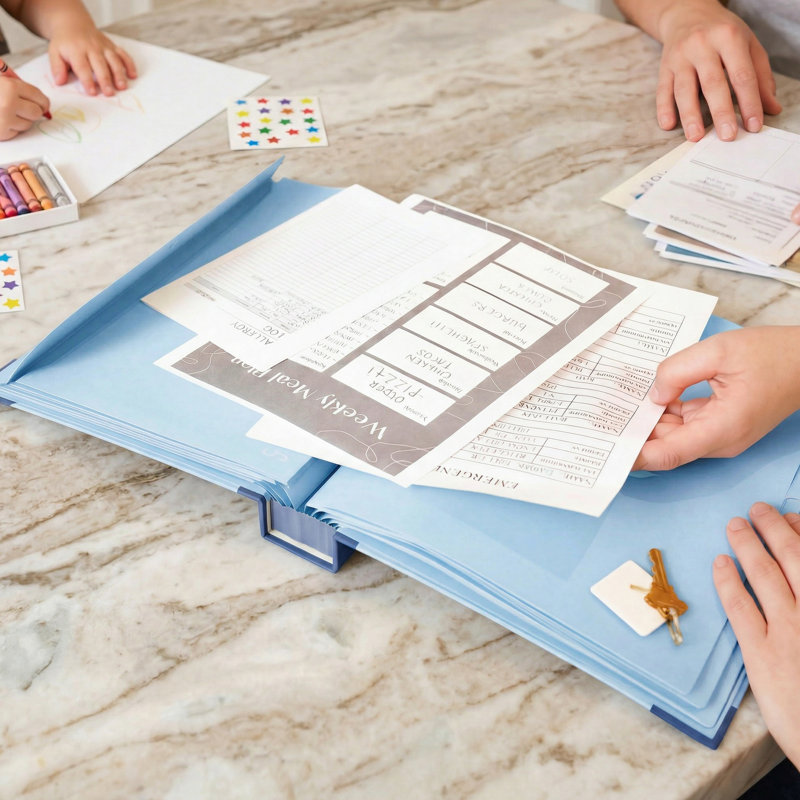 Important classeur de documents, organisateur de dossiers sans acide avec 10 pochettes pour dossiers légaux, médicaux et personnels, bleu