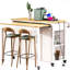Îlot de cuisine de 47 po avec table de salle à manger extensible, table de cuisine en placage de bois d'hévéa avec support de rangement interne, prise de courant, îlot de cuisine avec rangement 2 tiroirs et 2 armoires-1556268149