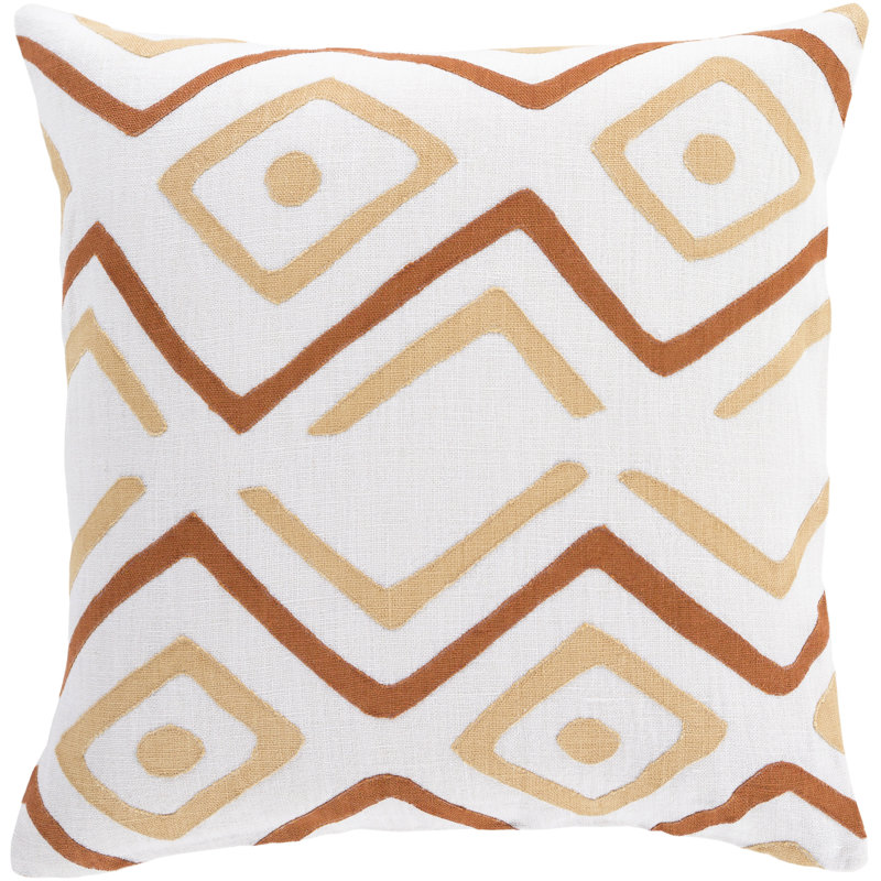 Throw Pillow, 22" H x 22" W x 4" D, Beige/Rust/Ivory
