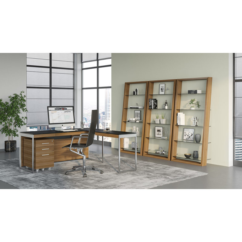 Eileen Blanc 74" H x 34.25 W Ladder Bookcase, Walnut