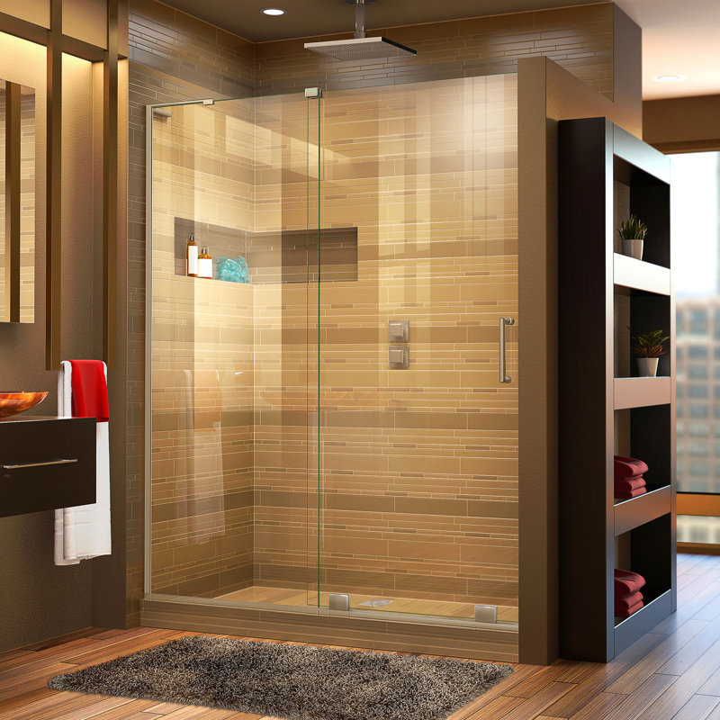 Mirage-X 44" W x 72" H Single Sliding Frameless Shower Door with ClearMax™ Technology, Left Configuration, Brushed Nickel