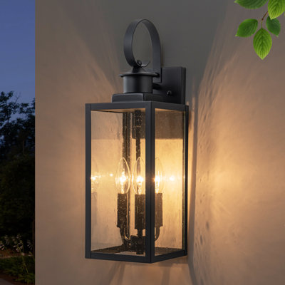Lanterne murale d'extérieur 19 po à 3 lumières avec verre bullé 19 po