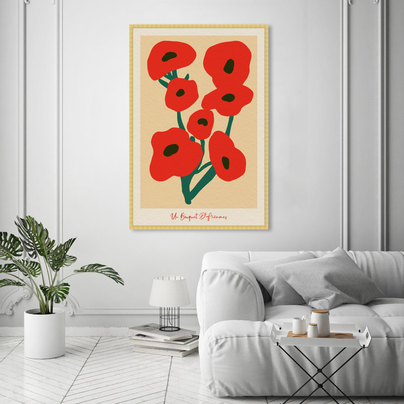 " Modern Red Flower Bouquet " by Oliver Gal, Gold, 56" H x 38" W