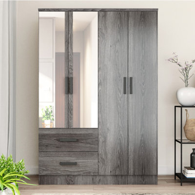 Apollonios 4 Doors Wardrobe With 2 Drawers and Shelves by Ebern Designs