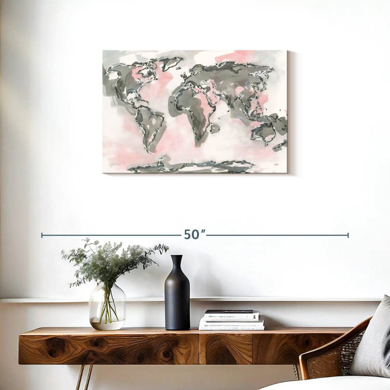 Carte du monde Aliaz rosé, H 20 po x l 30 po