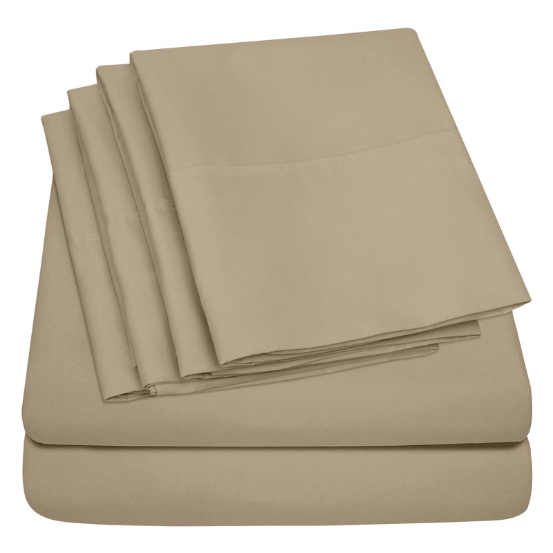 All-Season Microfiber Sheet Set - Soft, Lightweight, And Durable, Light Brown, Full Sheet Set with 4 Pillowcases