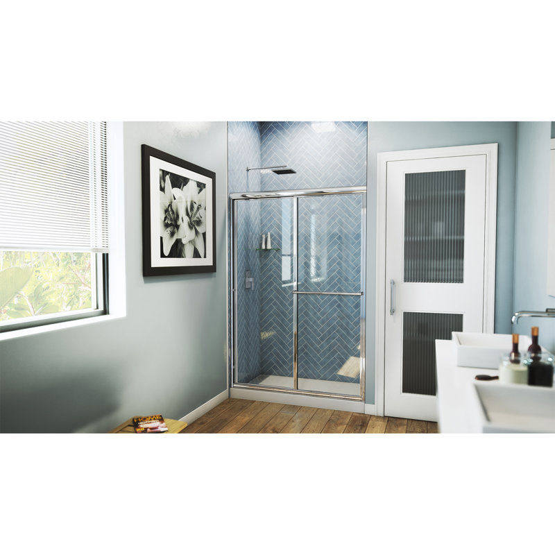 Porte de l 56 po x H 70 po, Chrome, Transparent