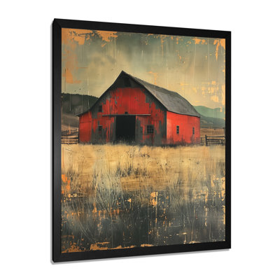 Grey Red Autumn Timeless Treasure Barn II - Barn Wall Art Living Room