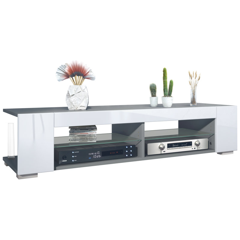 Awura Unfinished TV Stand for TVs up to 65", Glossy White