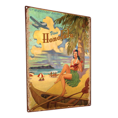 Rétro visite d'Honolulu sur impression métallique