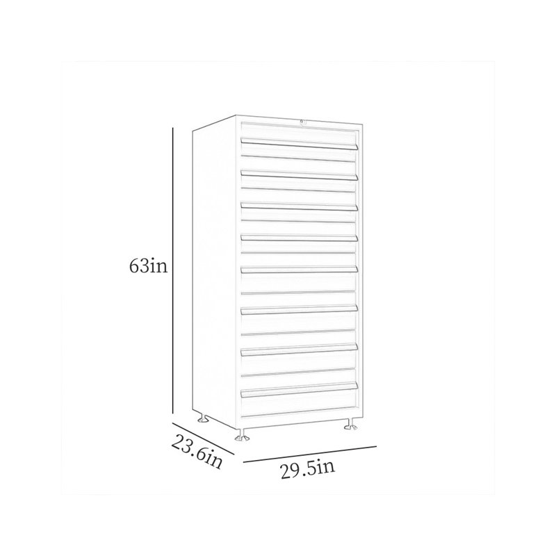 Green Drawer Tool Cabinet 23.6'' W Steel Middle Chest