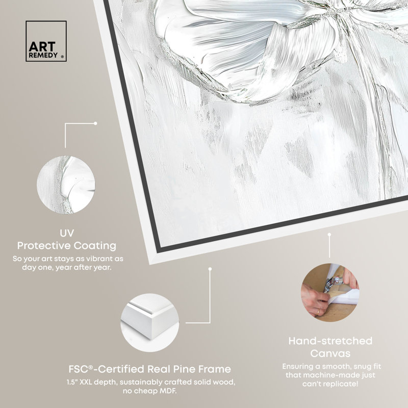 Large Off-White Magnolia Canvas Print with White Frame