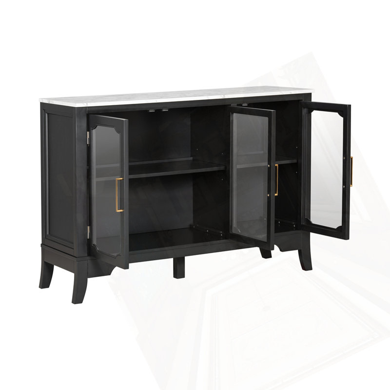 3 Doors Storage Cabinet, White/Black