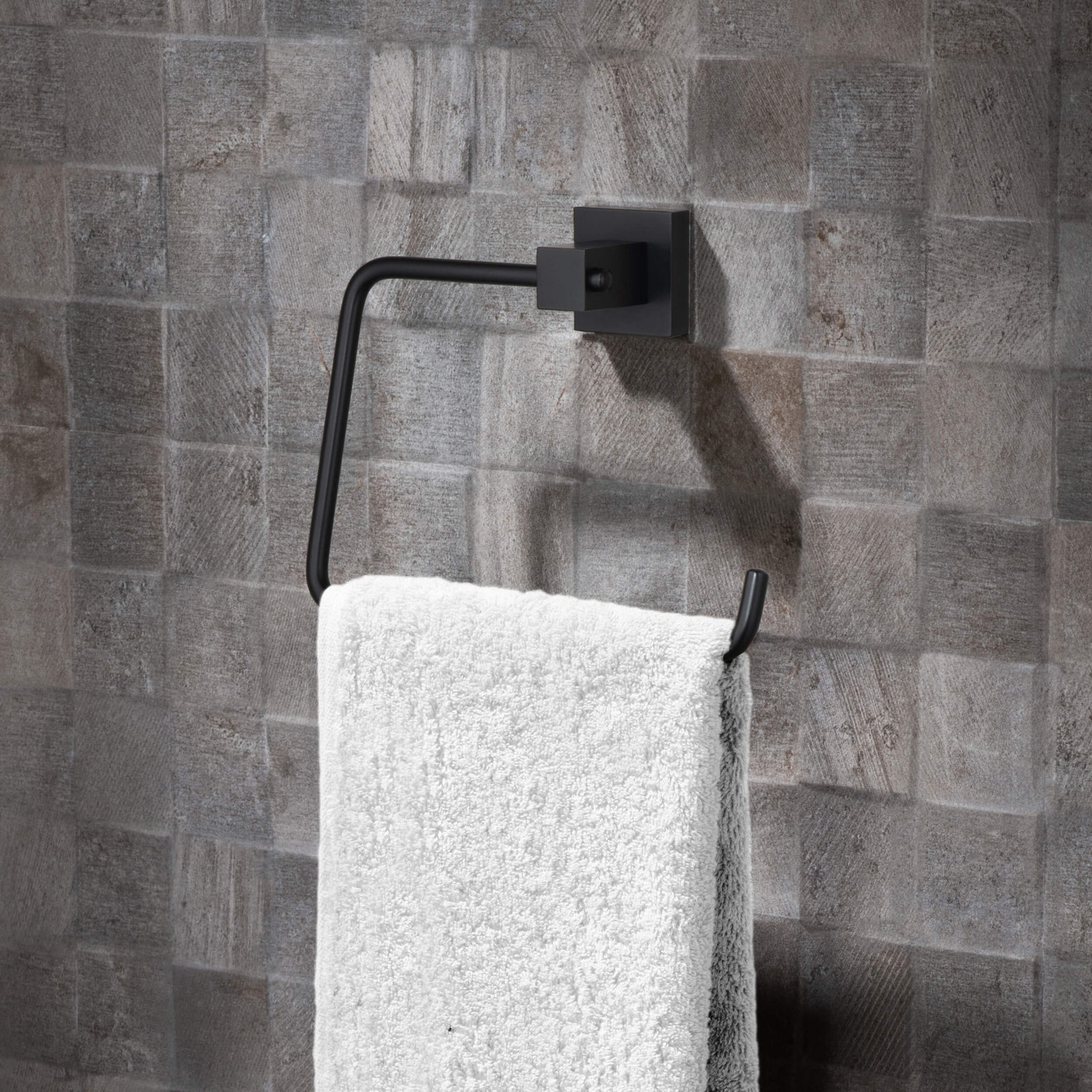 Cube 4-Piece Bathroom Hardware Set, Matte Black