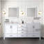 Meuble-lavabo double l 80 po x P 22 po, comptoir en marbre de Carrare, ensemble de robinet et miroirs de 30 po-2142807846