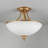 Gold Semi-flush Mount Light, White Frosted Glass, 4 Warm Bulbs Included