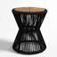 Table d'appoint d'extérieur résistante aux intempéries avec plateau en bois d'acacia et décorations en corde tissée