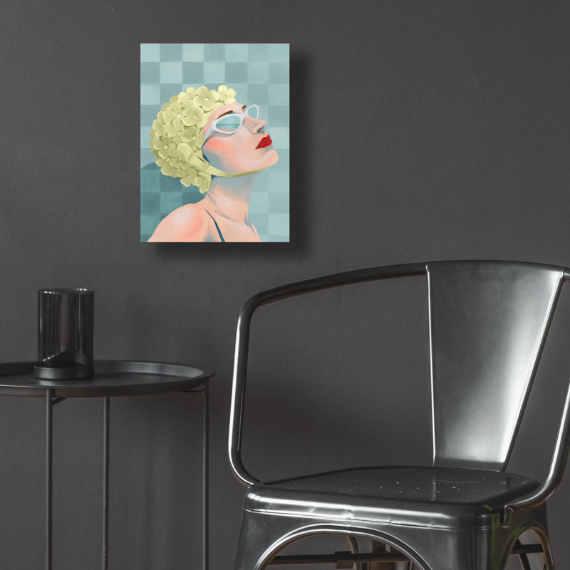 Art mural en verre acrylique 12 po x 16 po «Syn synchronized Swimmer 1» par Grace Popp
