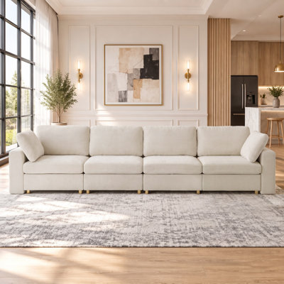 Upholstered Sofa with Storage, Solid Wood Legs and 2 Pillows