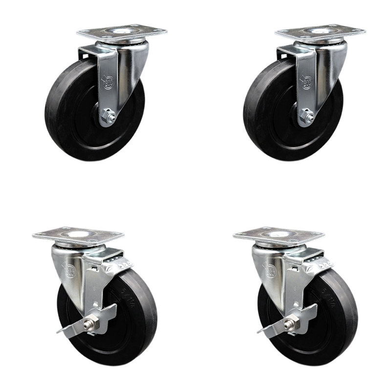 Ensemble de 4 roulettes pivotantes en caoutchouc souple 4 pièces
