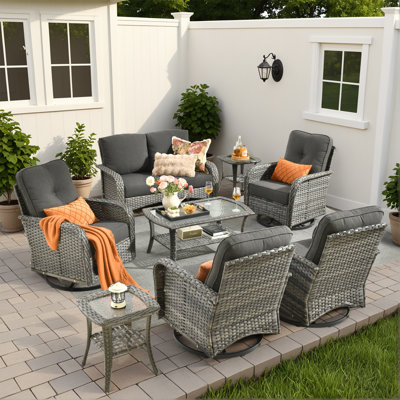 Outdoor furniture with rocking chair 5-piece set with cushion by Lark Manor