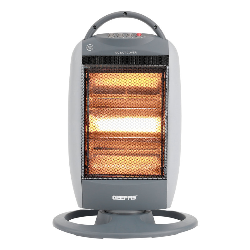 GEEPAS Halogen Heater 1200W | Instant Heating Energy Efficient Heater with 3 Heat Settings 400/800/1200W | Oscillation Function & Low Running Cost | 3 Bar Compact Radiator Home Office
