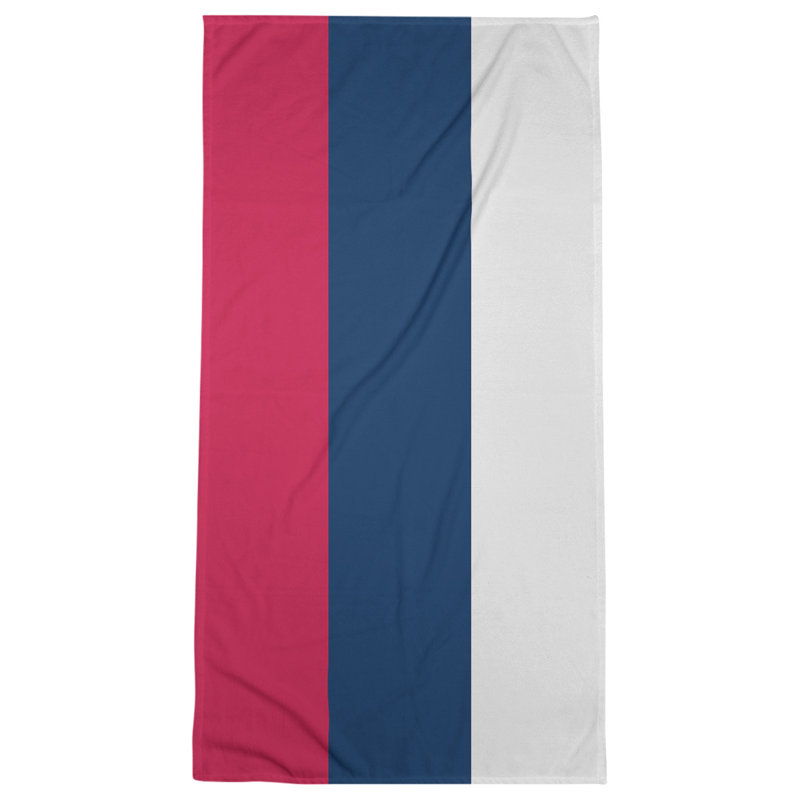 Bath Towel, Microfiber, Scarlet Red/Navy Blue/White