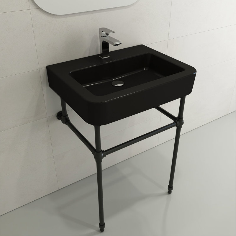 Parma 25.59'' L Bathroom Sink, Matte Black, Single-Hole