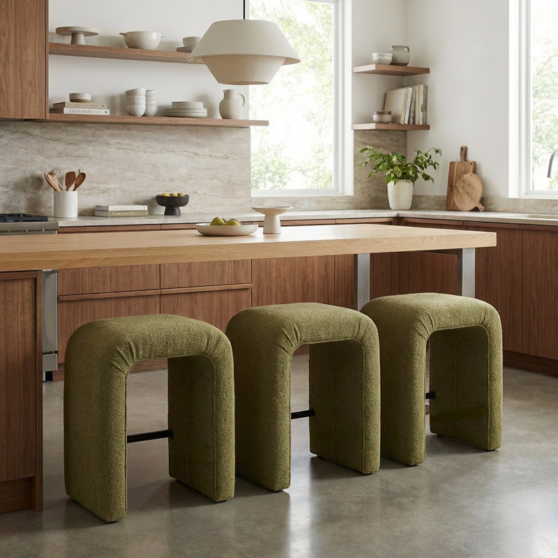 Berik 3-Piece Upholstered Counter Stool Set, 3, Palladian Green