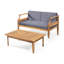 Mobilier d'extérieur en bois avec finition et déversement - table basse avec coussins gris foncé