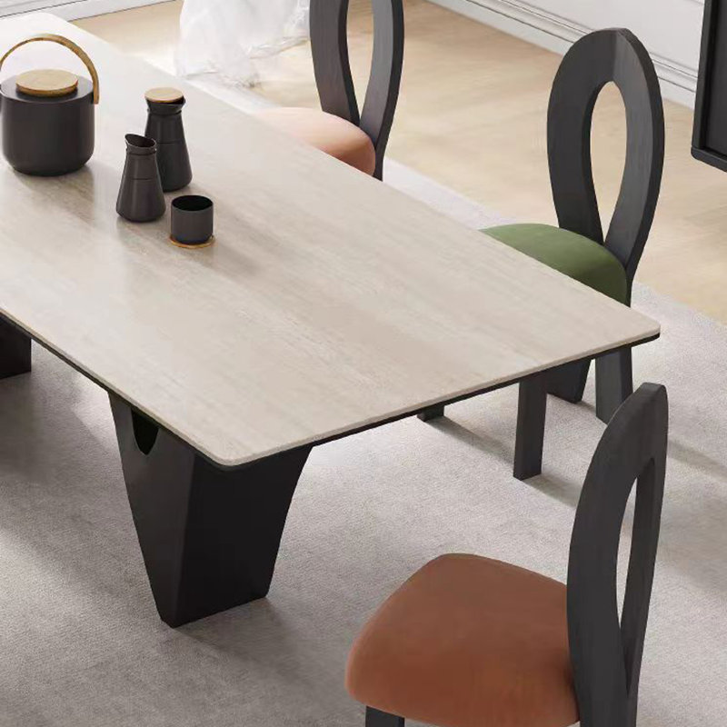 Middle ancient style rock slab dining table, 29.52"H x 78.74"L x 35.43"W