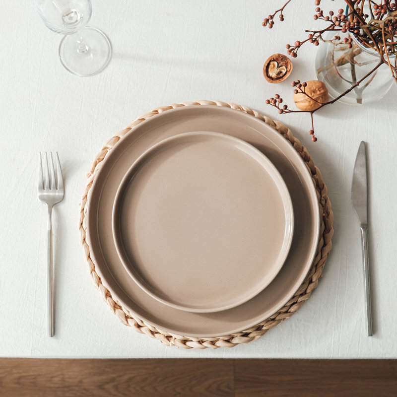 12 Piece Stoneware Dinnerware Set - Service for 4, Brown
