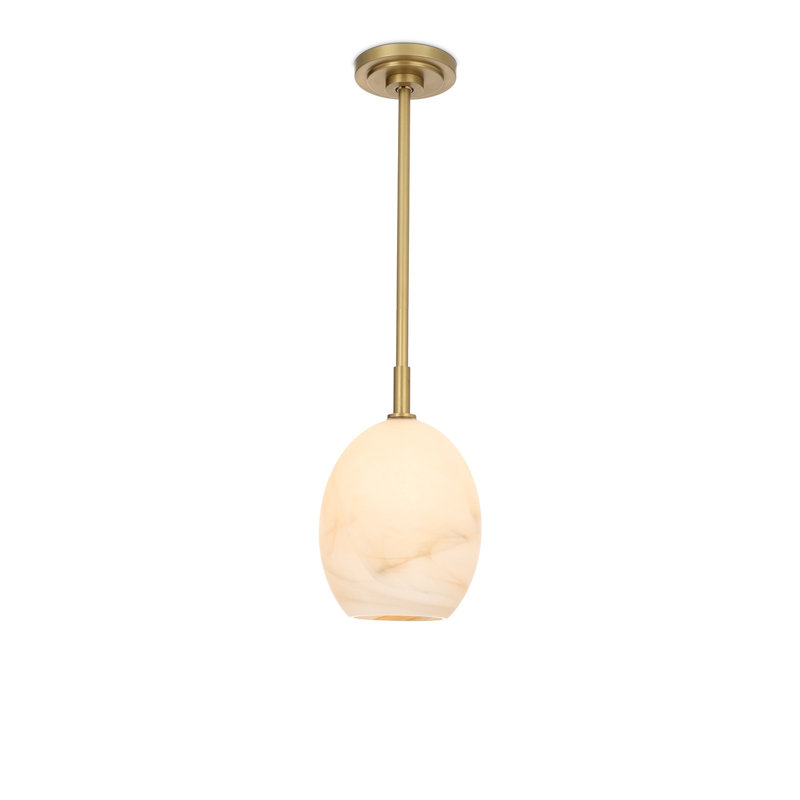 Luminaire suspendu simple Artemis (verre), Laiton naturel, Albâtre