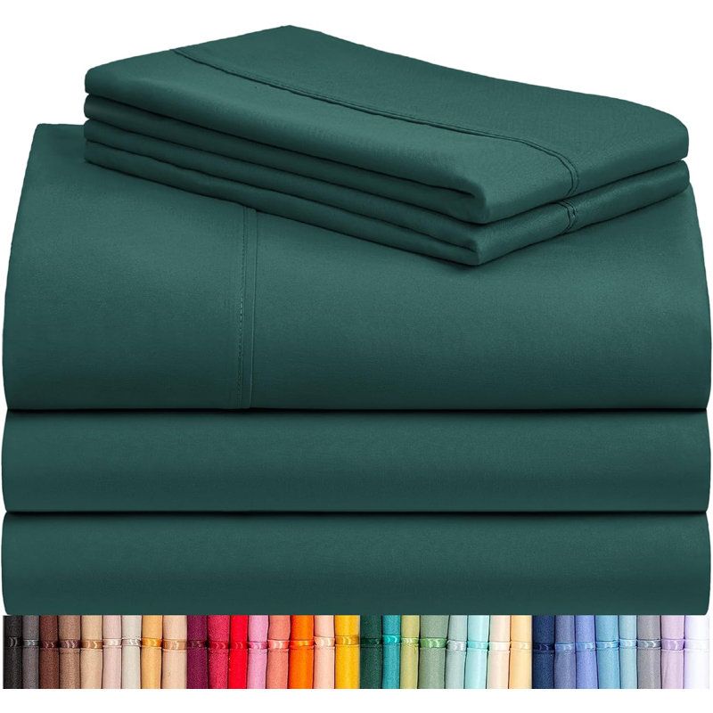 Luxclub 4 PC Emerald King Silky Soft Cooling Extra Deep Pocket Performance Sheet Set, King Sheet Set with 2 Pillowcases