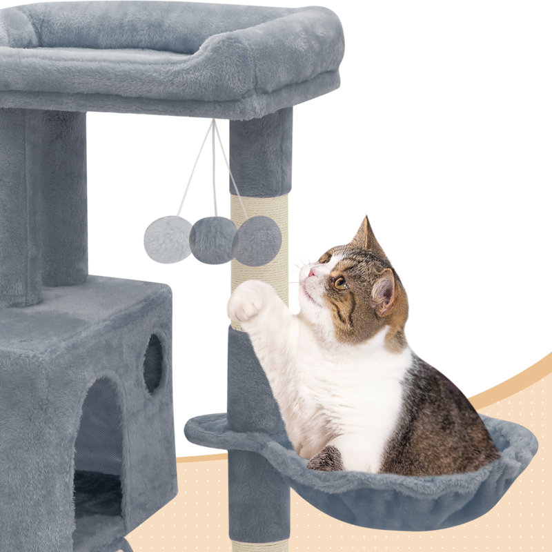 Light Gray Multi-Level Cat Tree with Sisal Scratching Posts
