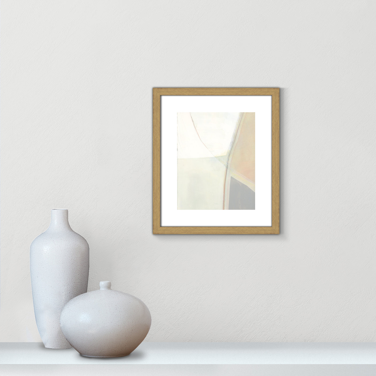 In Neutral II - Painting Print, Beige Wood Framed Paper, 15" H x 13" W x 0.75" D