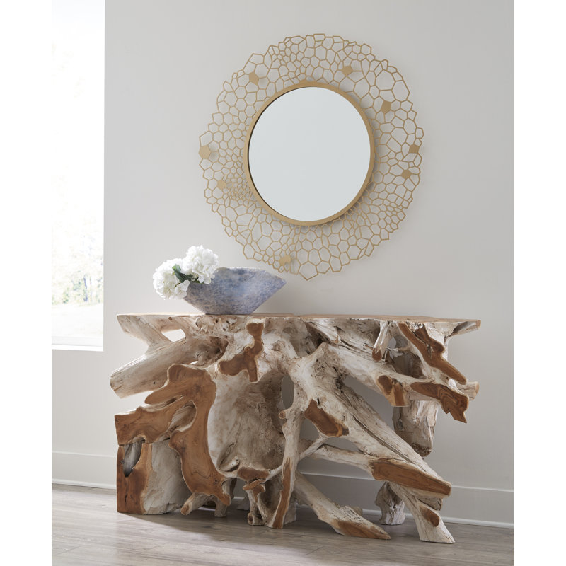 Miroir rond en nid d'abeille en laiton