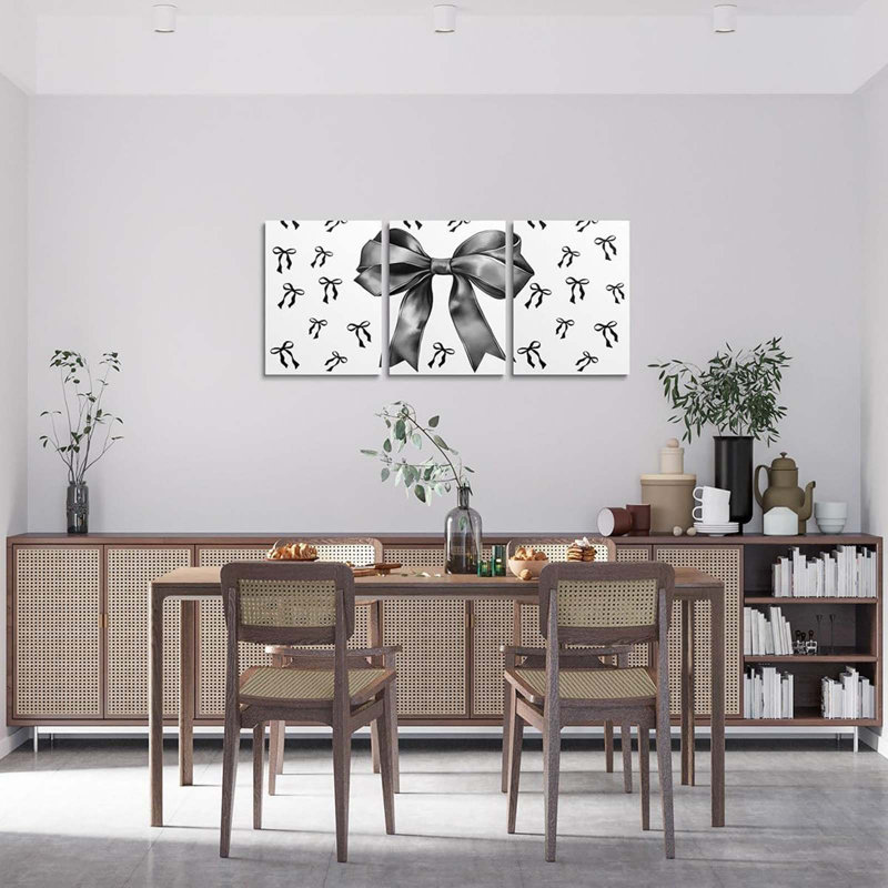 3 Piece Wrapped Canvas Print, White