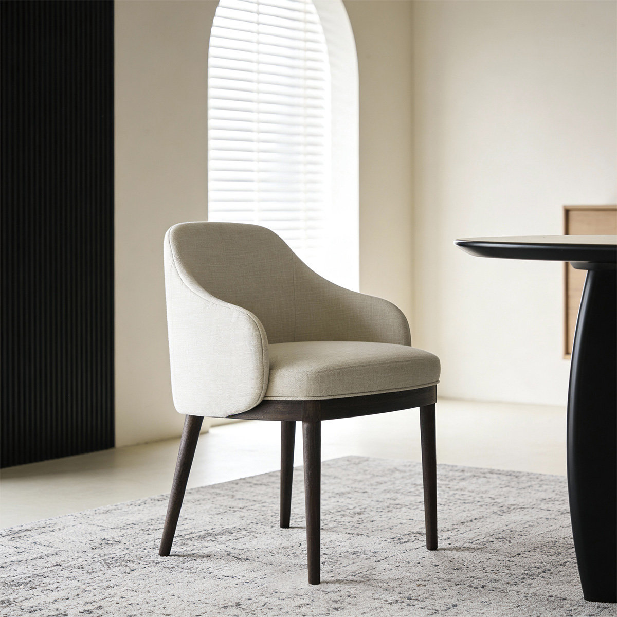 Perkins Linen Dining Armchair, Walnut