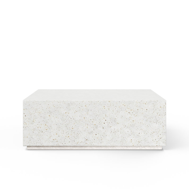 Mixx Bloc Coffee Table, 16.5" H x 47.25" W x 47.25" D, Ivory Terrazzo