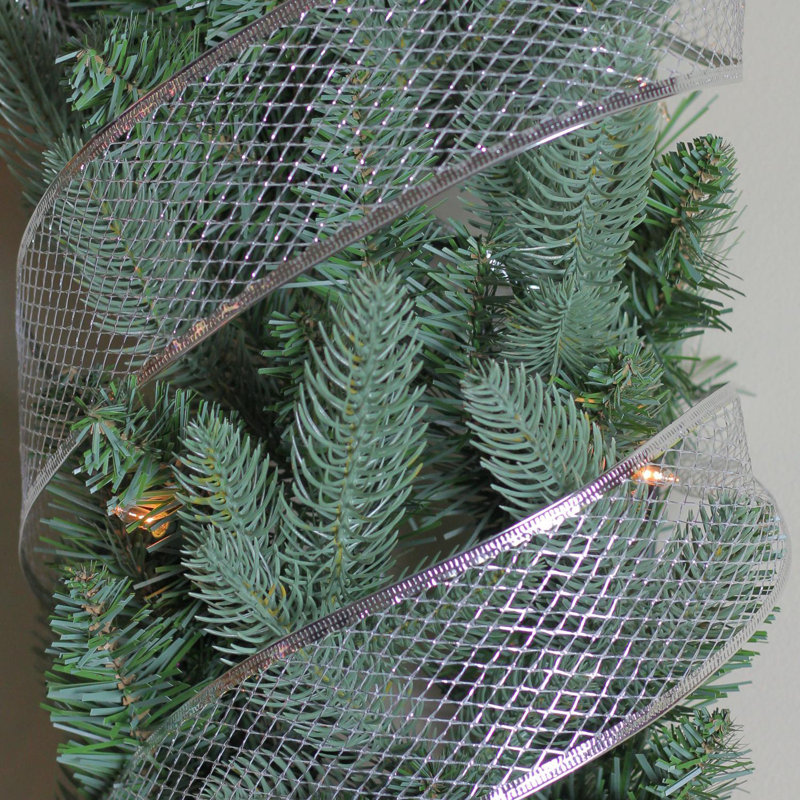 Ruban de Noël en fil métallique argenté scintillant métallique 2,5 x 10 verges