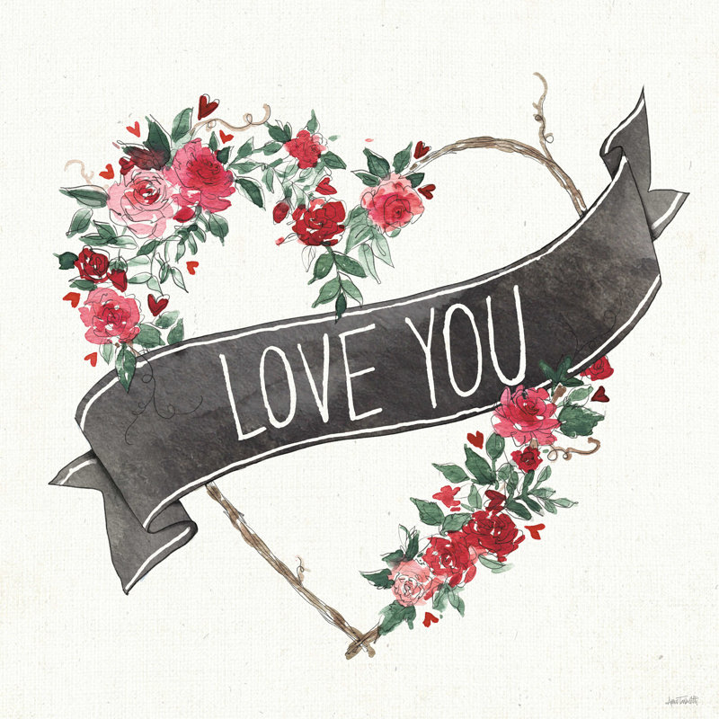 Love You I - bannière noire, H 12 po x l 12 po x P 1,25 po, Non, Toile tendue