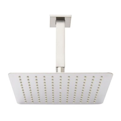Modern Square Rainfall Shower Head with Square Ceiling-Mount Arm 2.5 GPM